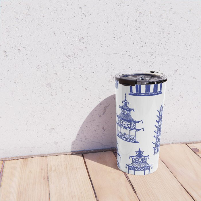 Chinoiserie Temple Pagodas Travel Mug Gallery Image 4