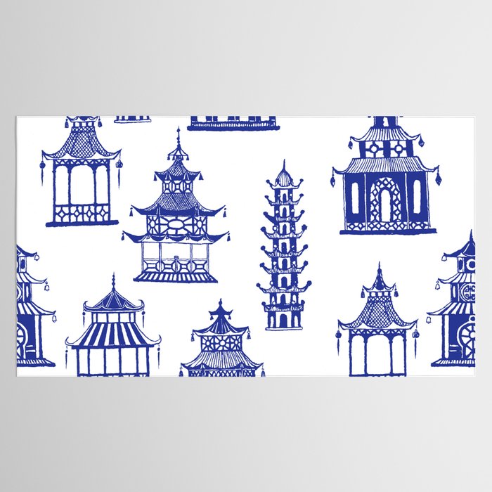 Chinoiserie Temple Pagodas Tablecloth Gallery Image 2