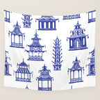 Chinoiserie Temple Pagodas Wall Tapestry Gallery Image 4
