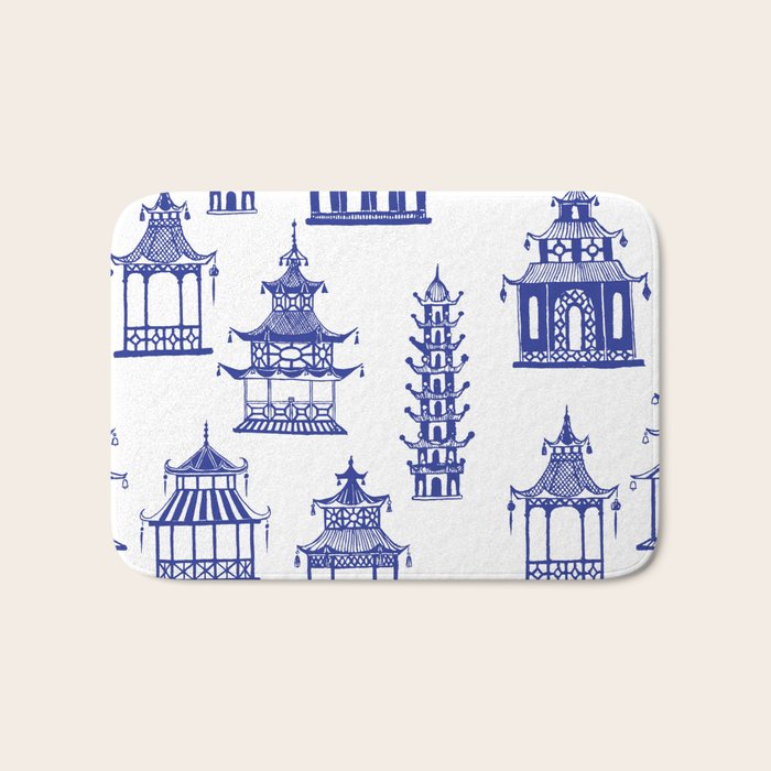Chinoiserie Temple Pagodas Bath Mat Gallery Image 1