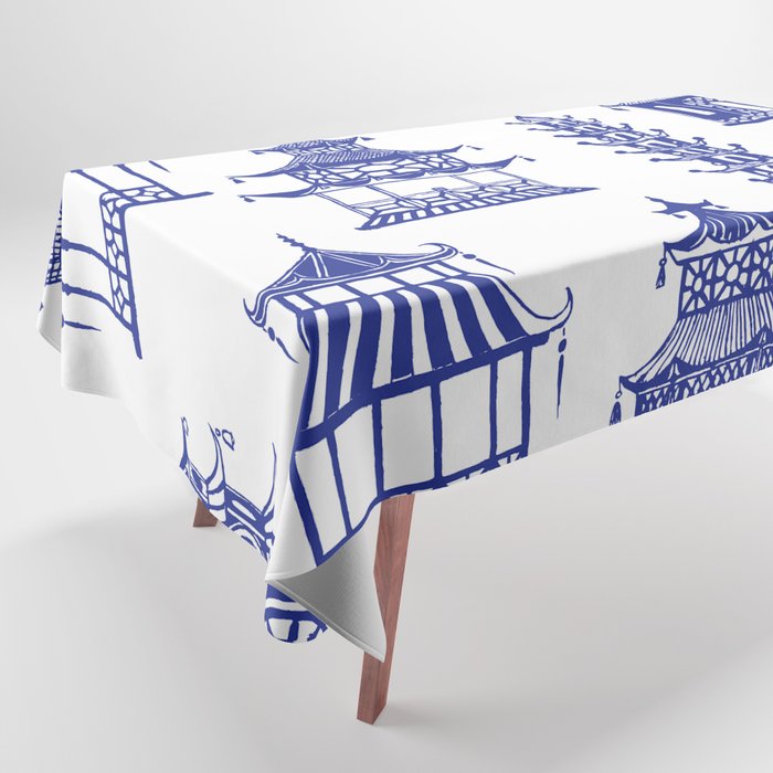 Chinoiserie Temple Pagodas Tablecloth Gallery Image 1