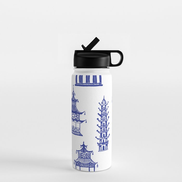 Chinoiserie Temple Pagodas Water Bottle Gallery Image 1
