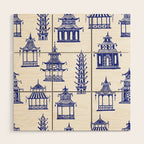 Chinoiserie Temple Pagodas Wood Wall Art Gallery Image 1