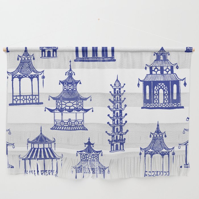 Chinoiserie Temple Pagodas Wall Hanging Gallery Image 1