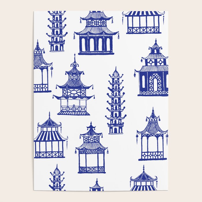 Chinoiserie Temple Pagodas Poster Gallery Image 4