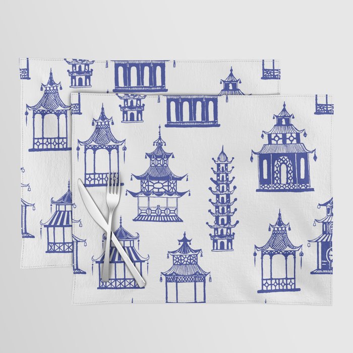 Chinoiserie Temple Pagodas Placemat Gallery Image 1