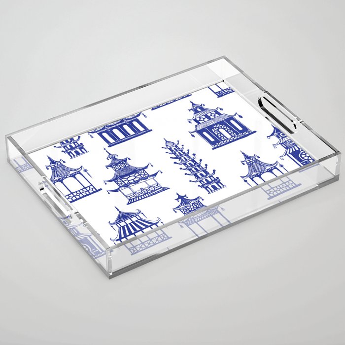 Chinoiserie Temple Pagodas Acrylic Tray Gallery Image 1