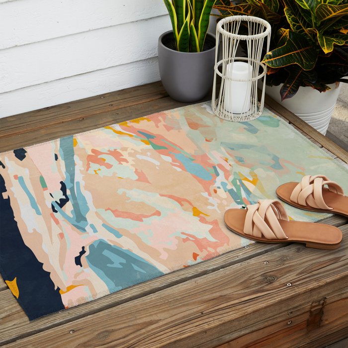 abstraction landscape in pastels Outdoor Rug Gallery Image 2