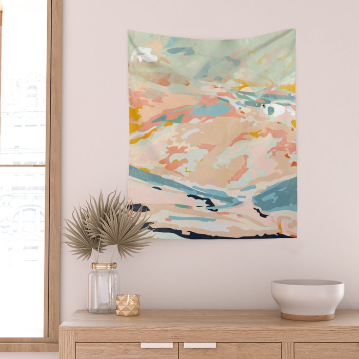 abstraction landscape in pastels Wall Tapestry Gallery Image 2