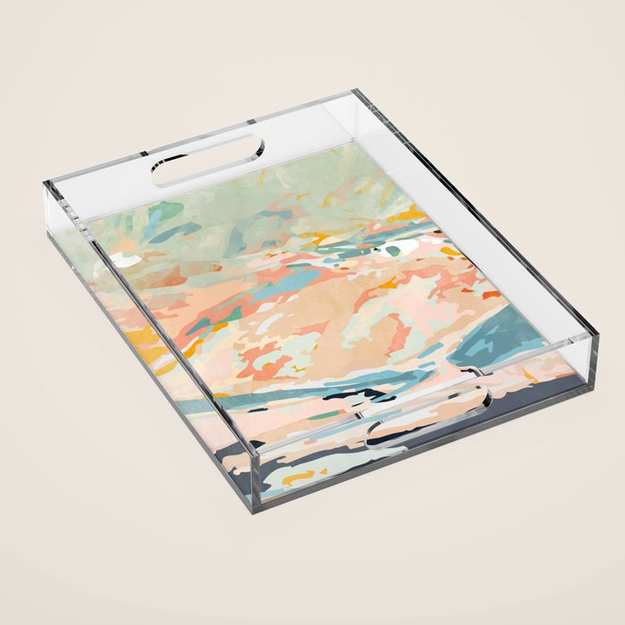abstraction landscape in pastels Acrylic Tray Gallery Image 1