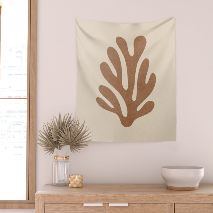 Coral Leaf: Matisse Taupe Brown Edition Wall Tapestry Gallery Image 2
