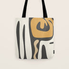 Mid Century Modern Kwaito Charcoal Gray and Muted Mustard Gold Abstract Tote Bag Gallery Image 1
