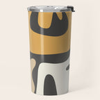 Mid Century Modern Kwaito Charcoal Gray and Muted Mustard Gold Abstract Travel Mug Gallery Image 2