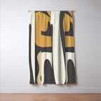 Mid Century Modern Kwaito Charcoal Gray and Muted Mustard Gold Abstract Window Curtain Gallery Image 3