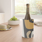 Mid Century Modern Kwaito Charcoal Gray and Muted Mustard Gold Abstract Wine Chiller Gallery Image 4