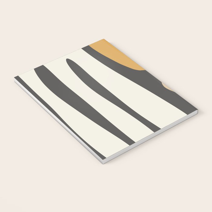 Mid Century Modern Kwaito Charcoal Gray and Muted Mustard Gold Abstract Notebook Gallery Image 3