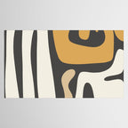 Mid Century Modern Kwaito Charcoal Gray and Muted Mustard Gold Abstract Tablecloth Gallery Image 2