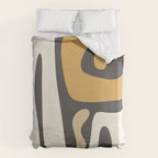 Mid Century Modern Kwaito Charcoal Gray and Muted Mustard Gold Abstract Duvet Cover Gallery Image 6