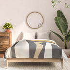 Mid Century Modern Kwaito Charcoal Gray and Muted Mustard Gold Abstract Comforter Gallery Image 3