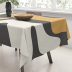 Mid Century Modern Kwaito Charcoal Gray and Muted Mustard Gold Abstract Tablecloth Gallery Image 3