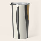 Mid Century Modern Kwaito Charcoal Gray and Muted Mustard Gold Abstract Travel Mug Gallery Image 3
