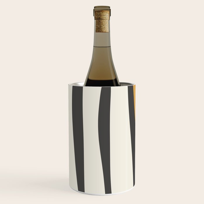 Mid Century Modern Kwaito Charcoal Gray and Muted Mustard Gold Abstract Wine Chiller Gallery Image 2