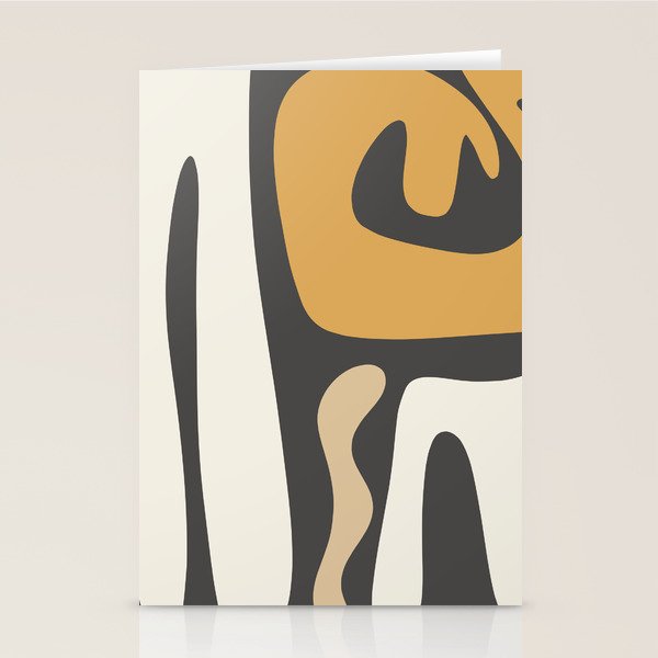 Mid Century Modern Kwaito Charcoal Gray and Muted Mustard Gold Abstract Stationery Card Gallery Image 2