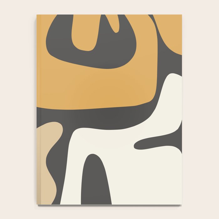 Mid Century Modern Kwaito Charcoal Gray and Muted Mustard Gold Abstract Notebook Gallery Image 4