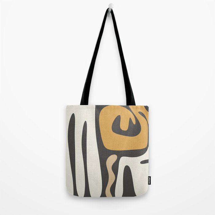 Mid Century Modern Kwaito Charcoal Gray and Muted Mustard Gold Abstract Tote Bag Gallery Image 2