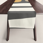 Mid Century Modern Kwaito Charcoal Gray and Muted Mustard Gold Abstract Table Runner Gallery Image 1