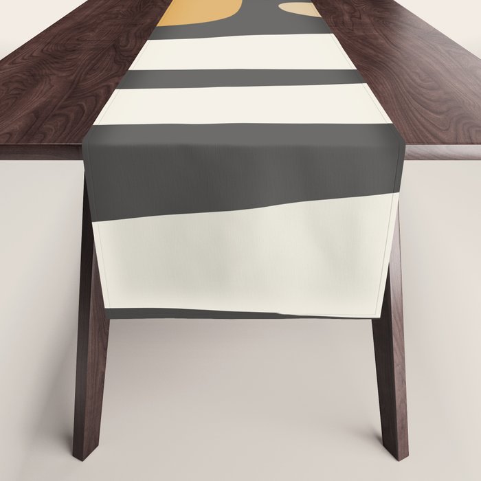 Mid Century Modern Kwaito Charcoal Gray and Muted Mustard Gold Abstract Table Runner Gallery Image 1