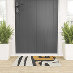 Mid Century Modern Kwaito Charcoal Gray and Muted Mustard Gold Abstract Welcome Mat Gallery Image 3