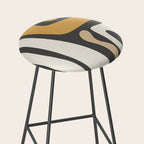 Mid Century Modern Kwaito Charcoal Gray and Muted Mustard Gold Abstract Stool Gallery Image 2