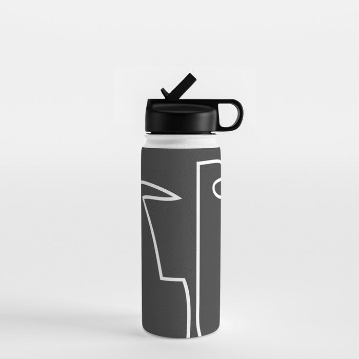 abstract line art face Water Bottle Gallery Image 1