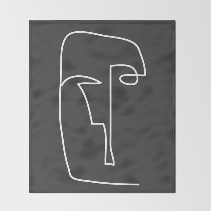 abstract line art face Throw Blanket Gallery Image 2