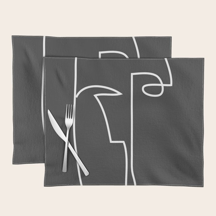 abstract line art face Placemat Gallery Image 1