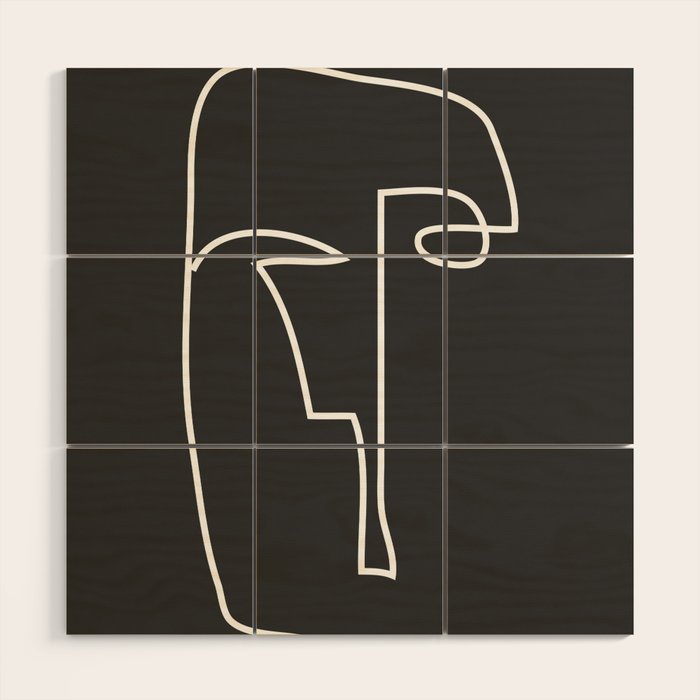 abstract line art face Wood Wall Art Gallery Image 1