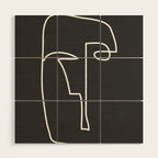 abstract line art face Wood Wall Art Gallery Image 1