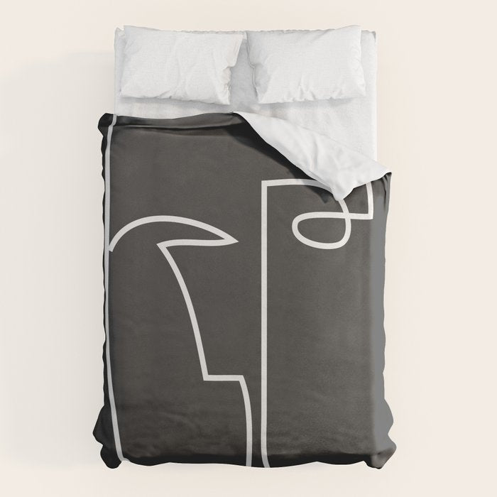 abstract line art face Duvet Cover Gallery Image 1