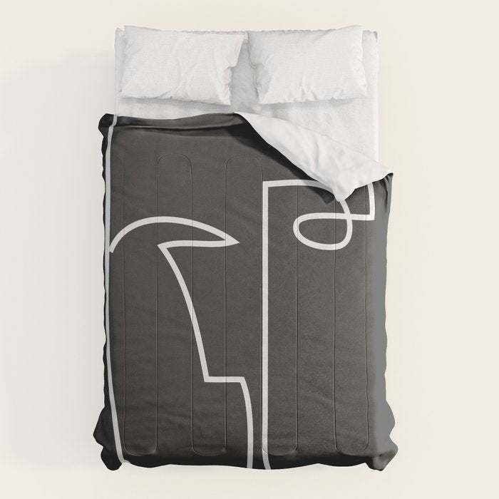 abstract line art face Comforter Gallery Image 6