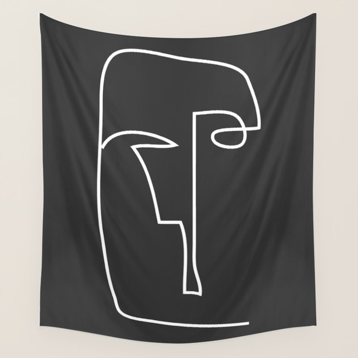 abstract line art face Wall Tapestry Gallery Image 4
