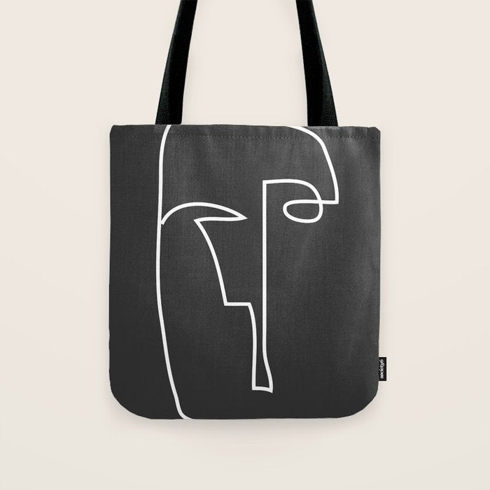abstract line art face Tote Bag Gallery Image 1