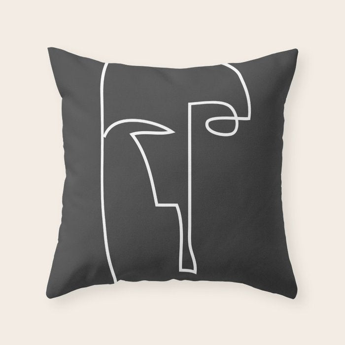abstract line art face Throw Pillow Gallery Image 6