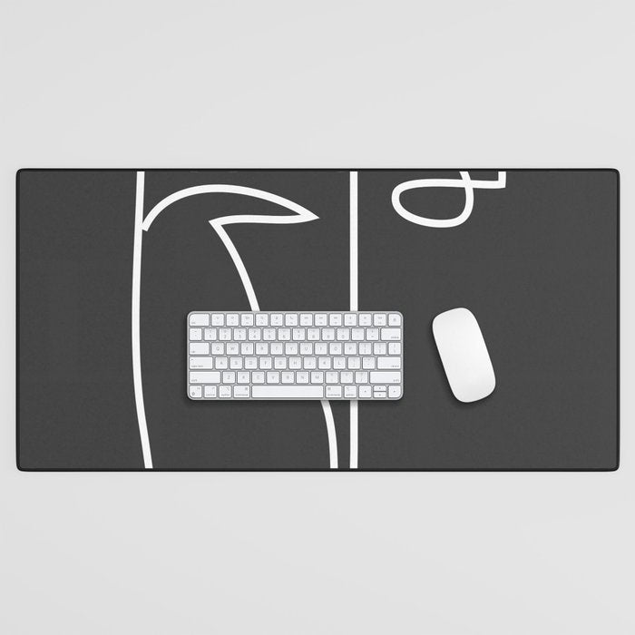 abstract line art face Desk Mat Gallery Image 1