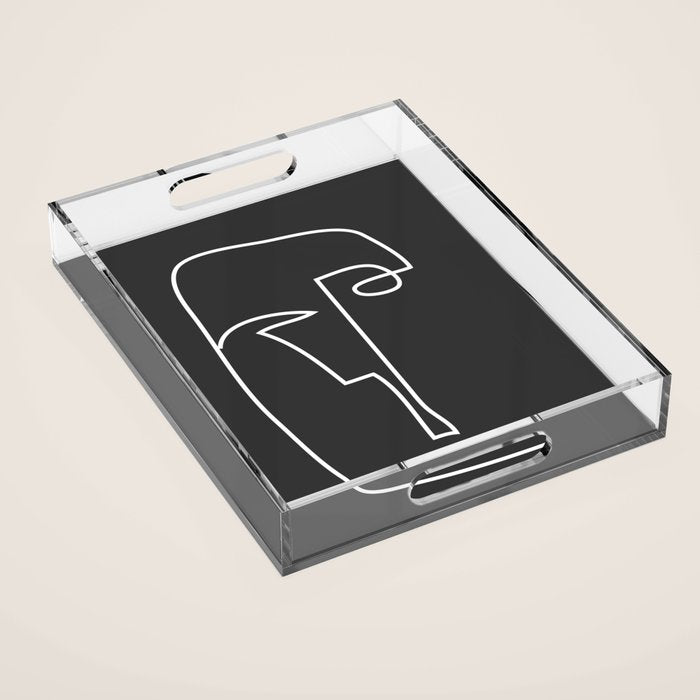 abstract line art face Acrylic Tray Gallery Image 1