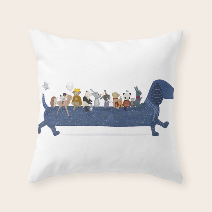 starlight chien Throw Pillow Gallery Image 1