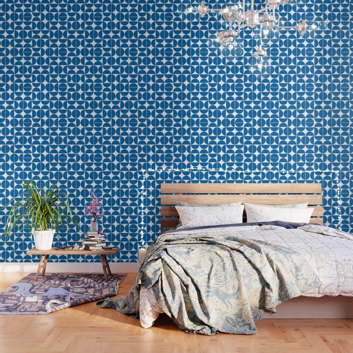 Mid Century Modern Geometric 04 Electric Blue Wallpaper Gallery Image 1