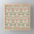 William Morris Vintage Lodden Blush Pink & Woad Blue Mini Art Print Gallery Image 1