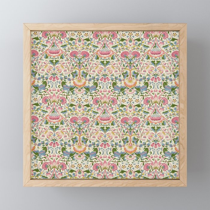 William Morris Vintage Lodden Blush Pink & Woad Blue Mini Art Print Gallery Image 1