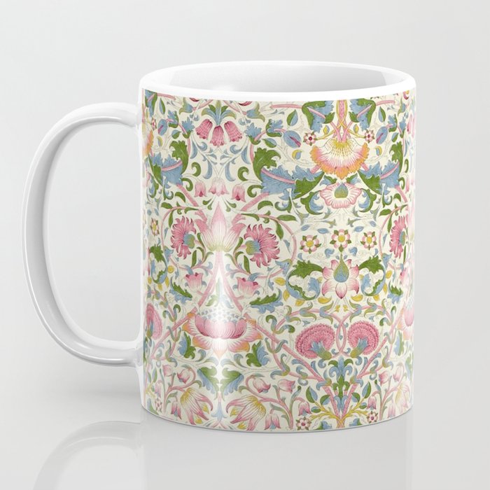 William Morris Vintage Lodden Blush Pink & Woad Blue Coffee Mug Gallery Image 3